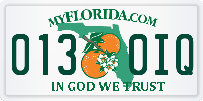 FL license plate 0130IQ