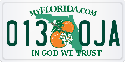 FL license plate 0130JA