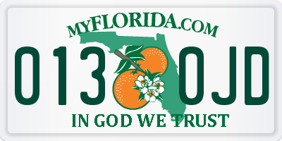 FL license plate 0130JD