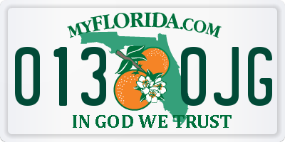 FL license plate 0130JG