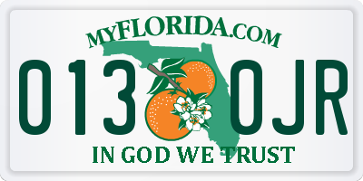 FL license plate 0130JR