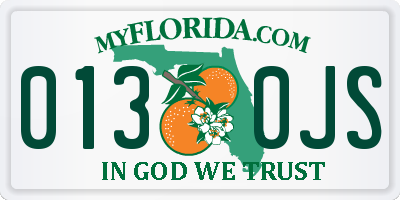 FL license plate 0130JS