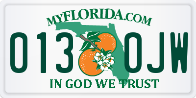 FL license plate 0130JW