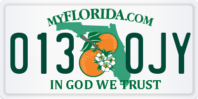FL license plate 0130JY