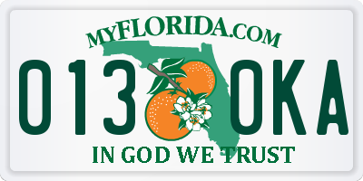 FL license plate 0130KA