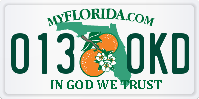 FL license plate 0130KD