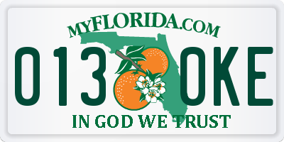 FL license plate 0130KE