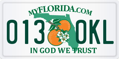FL license plate 0130KL