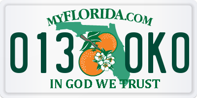 FL license plate 0130KO
