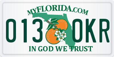 FL license plate 0130KR