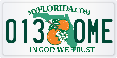 FL license plate 0130ME