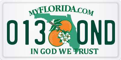 FL license plate 0130ND