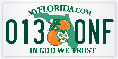 FL license plate 0130NF