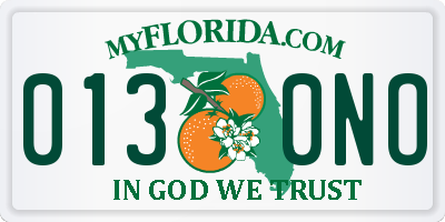 FL license plate 0130NO