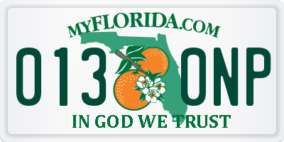 FL license plate 0130NP