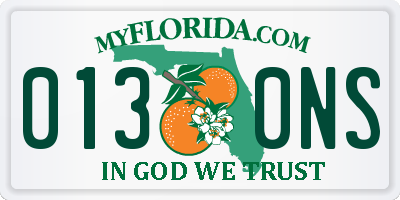 FL license plate 0130NS