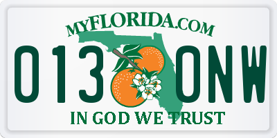 FL license plate 0130NW