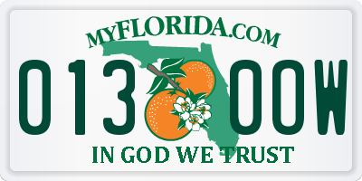FL license plate 0130OW