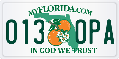 FL license plate 0130PA