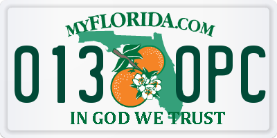 FL license plate 0130PC