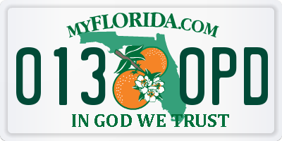 FL license plate 0130PD