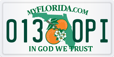 FL license plate 0130PI