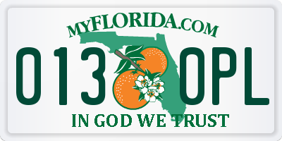 FL license plate 0130PL