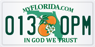 FL license plate 0130PM