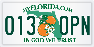 FL license plate 0130PN