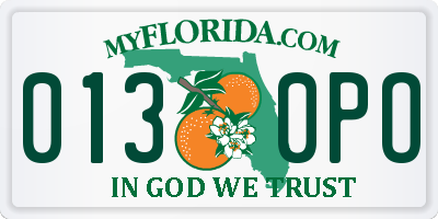 FL license plate 0130PO