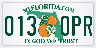 FL license plate 0130PR