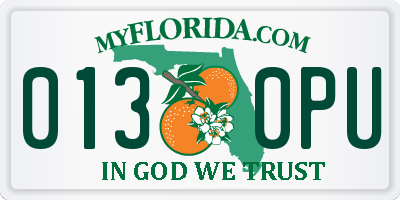 FL license plate 0130PU