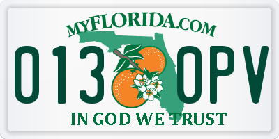 FL license plate 0130PV