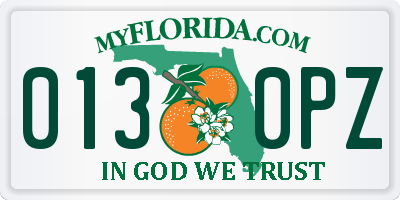 FL license plate 0130PZ