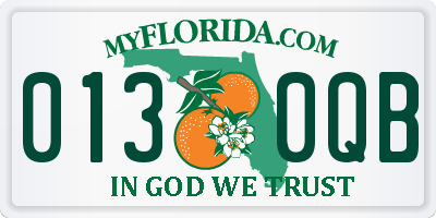 FL license plate 0130QB