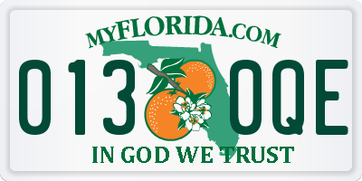 FL license plate 0130QE