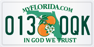 FL license plate 0130QK
