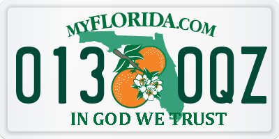 FL license plate 0130QZ