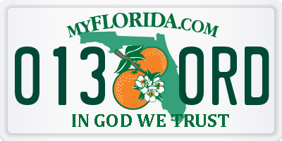 FL license plate 0130RD