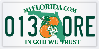 FL license plate 0130RE