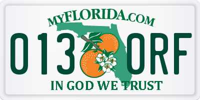 FL license plate 0130RF