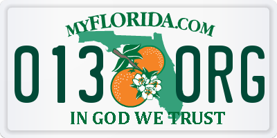 FL license plate 0130RG