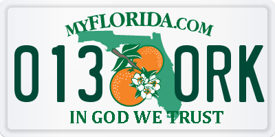 FL license plate 0130RK