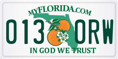 FL license plate 0130RW