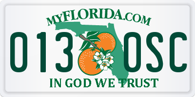 FL license plate 0130SC