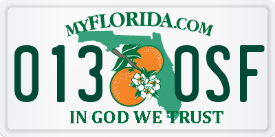FL license plate 0130SF