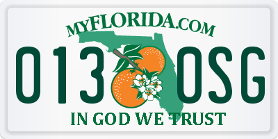 FL license plate 0130SG