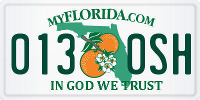 FL license plate 0130SH