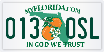 FL license plate 0130SL