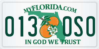 FL license plate 0130SO